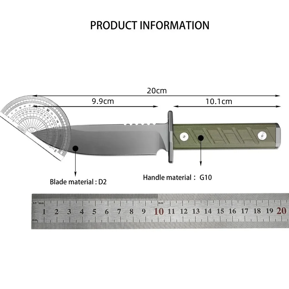 New ZT0006 Straight Knife D2 Fixed Blade G10 Handle with Kydex Sheath Tactical Military Knife Outdoor Survival EDC Hunting Tool