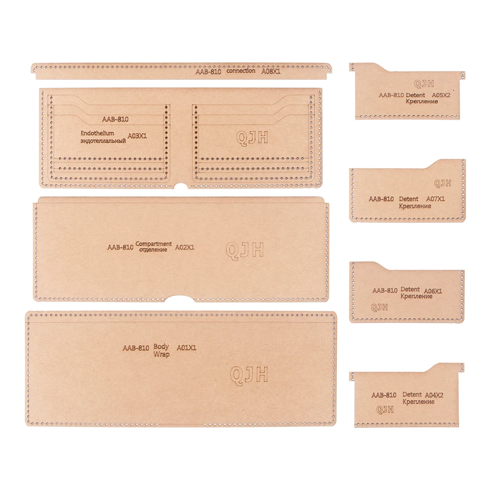 Short Wallet Acrylic Template Kraft Paper Design Sewing Drawing DIY Handmade Leather Design Paper Sample Free Cut Pattern Drawin