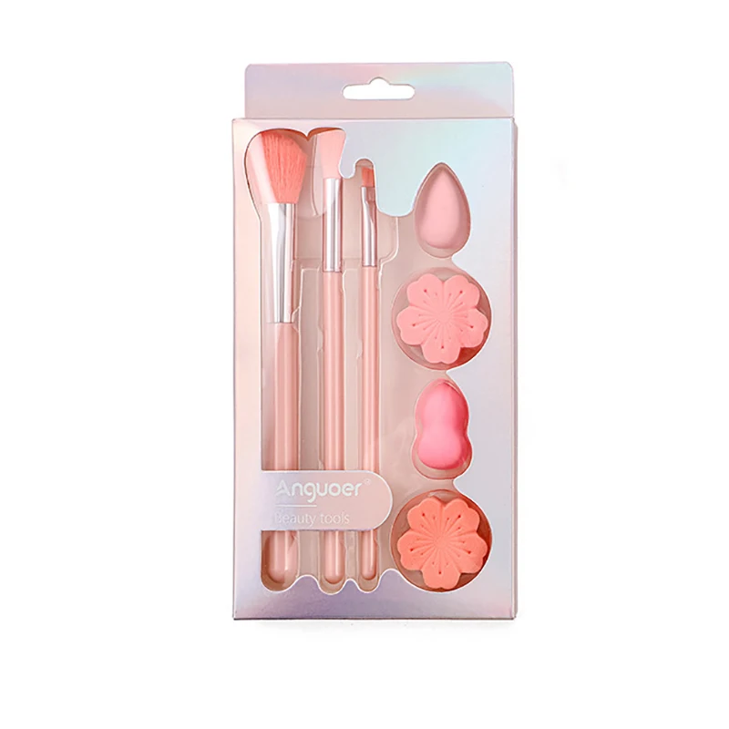 

Pink Eyeshadow Powder Blusher Brush Set of 2 Mini Water Drop Beauty Egg Cherry Blossom Makeup Powder Puff Makeup Tools Sets