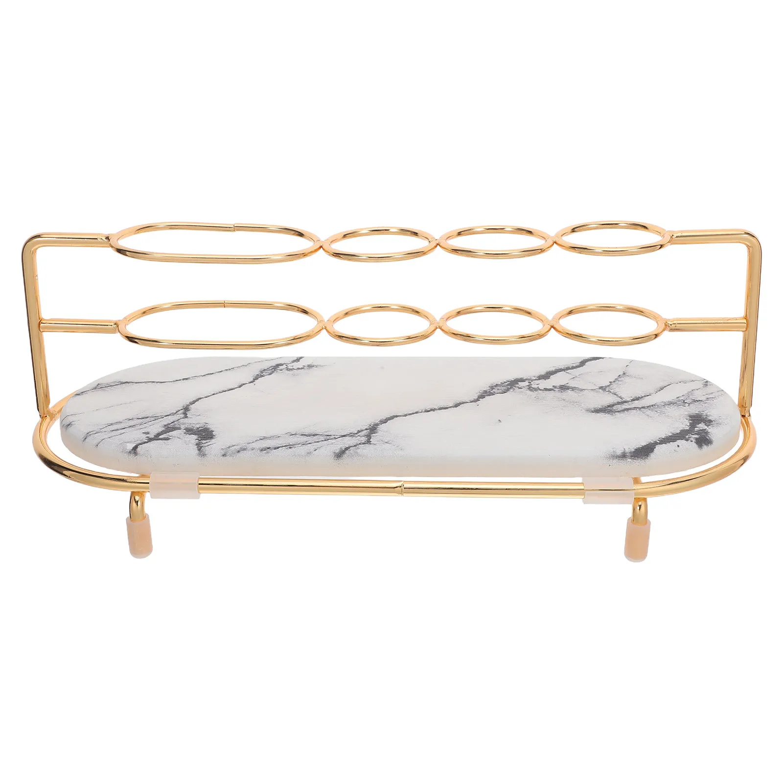 

Freestanding Marbling Iron Toothbrush Holder Stand with Ceramic Base for Bathroom Countertop Toothpaste Storage Organizer