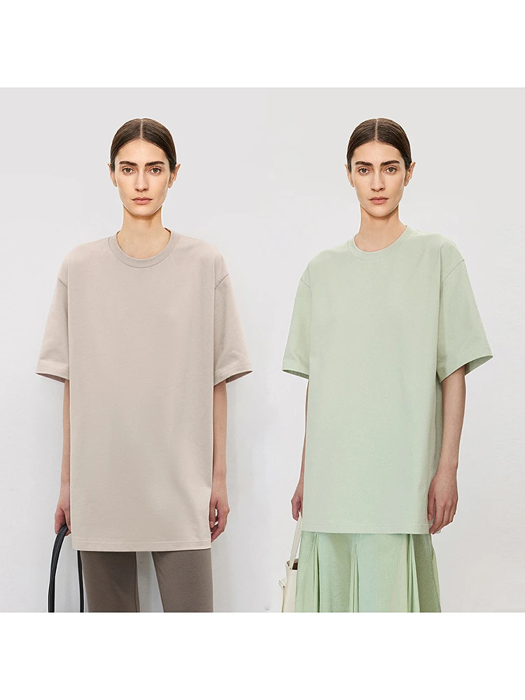 

Экологичная окрашенная длинная бархатная хлопковая футболка с универсальным силуэтом, бумажная футболка для поездок на работу, круглая длина Ne Regular Sve