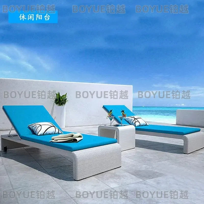 Wicker Rattan Recliner Chair Outdoor Patio Furniture Balcony Beach Lounger Poolside Spa Relaxing Sunbed Garden Leisure Seat
