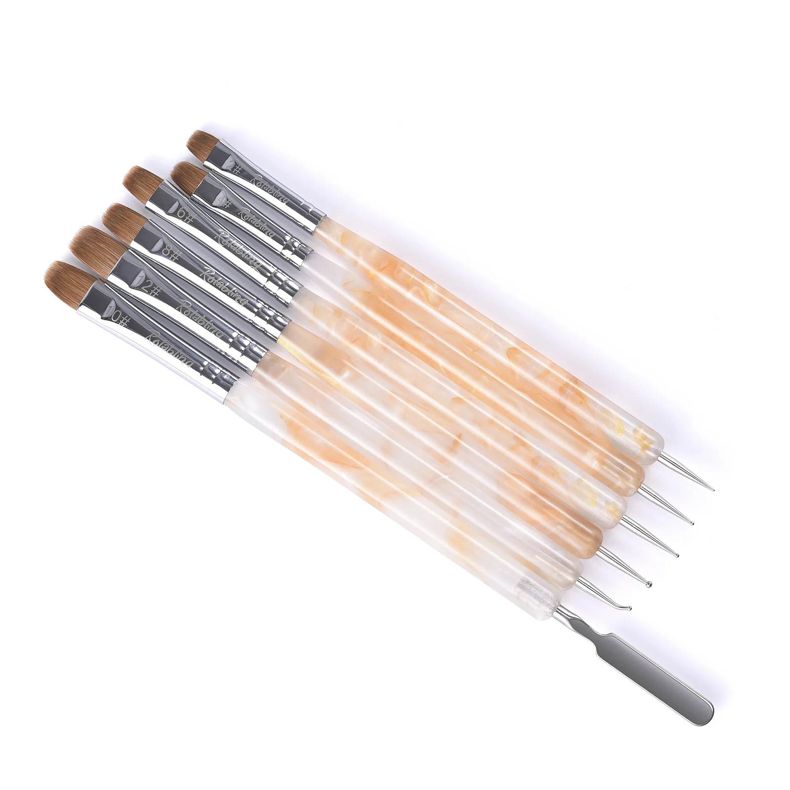 Yelllow Kolinsky Sable Nail Art Brush KADS 2# 4# 6# 8#10#12# Professional Soft Drawing Painting French Nail Brush Manicure Tool