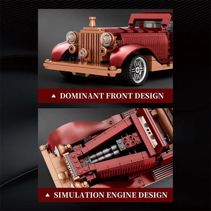 Em estoque moc ideia técnica blocos de construção do carro do vintage modelo clássico cidade retro sedan tijolos montagem crianças brinquedos presente conjunto
