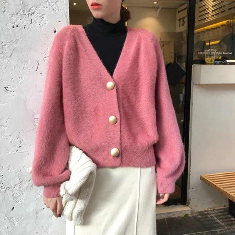 

Spring and Autumn New Women's Outerwear Temperament Commuting Short Style Loose Korean Version Knitted Cardigan for Women