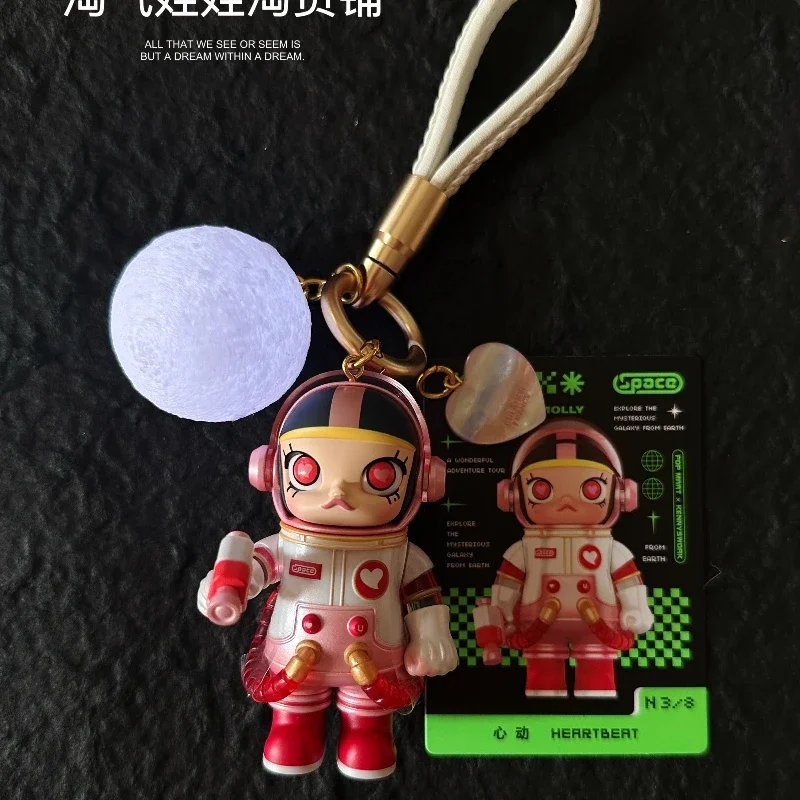 Molly 2 Creative Car Key Pendant Astronaut Glowing Moon Key Pendant Bag Pendant Doll Kawaii Backpack Decorative Gift