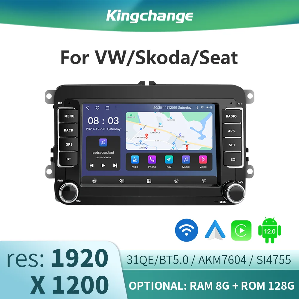 

Kingchange 7" Android 12.0 Car Radio GPS WiFi DSP Carplay For VW / Volkswagen Skoda Octavia Golf 5 6 Touran Passat B6 Polo Jetta