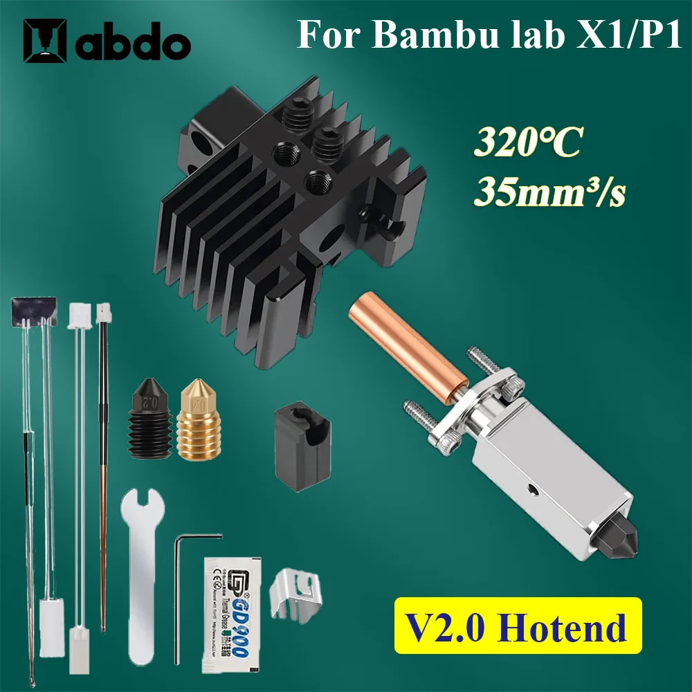 Atualizado para bambu lab p1p hotend v2 bi metal heatbreak lab x1 hotend p1p termistor bocal de aço duro para bambu lab x1c hotend