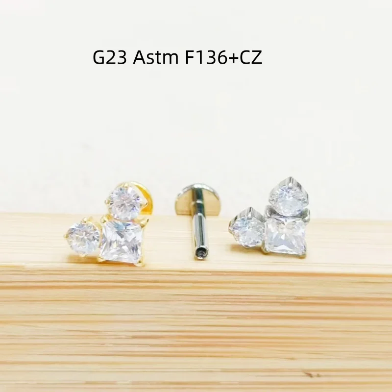 10pcs  G23 Titanium F136 CZ Lip Labret Bar Ear Helix Tragus Rook Barbells Stud Body Piercing Jewelry NEW