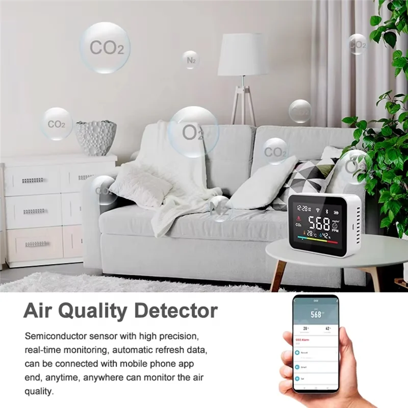A47Z Tuya Co2 Dioxide Detector WIFI CO2 Monitor Meter Co2 Sensor Tuya Indoor Agricultural Greenhouse Air Humiture Sensor