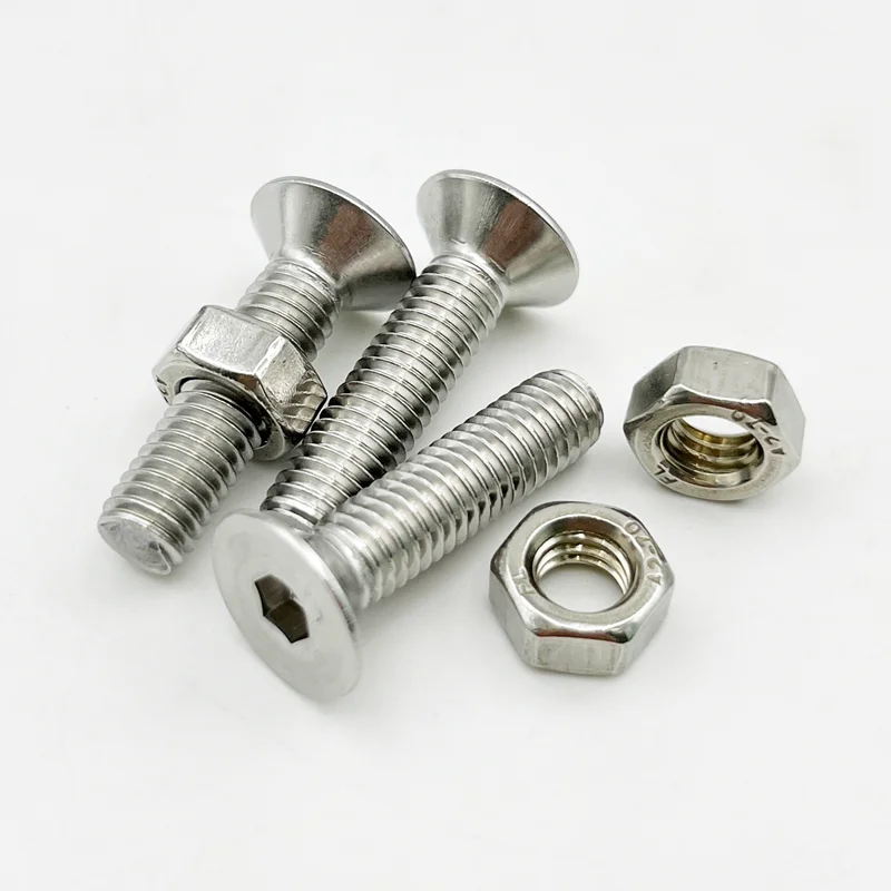 Innensechskantschrauben-Set M2 M2.5 M3 M4 M5 M6 aus 304 Edelstahl, Senkkopfschrauben mit Innensechskant und Mutter – Detail 5