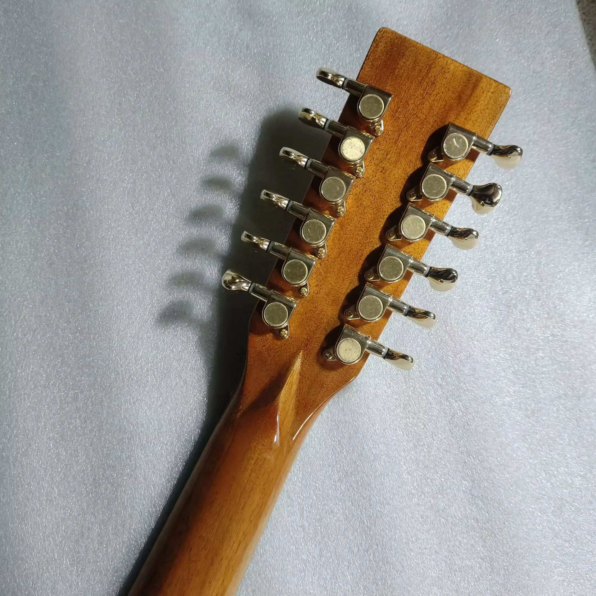 جيتار Lefty Koa مكون من 12 سلسلة لليد اليسرى بلمسة نهائية لامعة جيتار صوتي/كهربائي مخصص يتم شحنه من الولايات المتحدة الأمريكية والصين