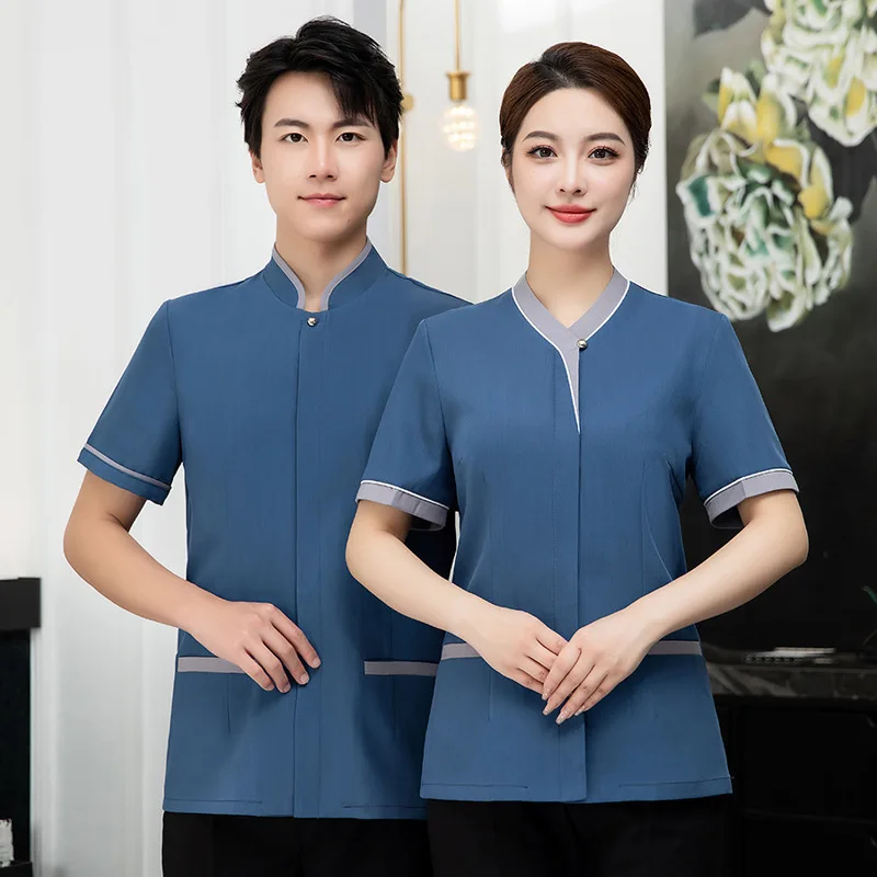 

Hotel Cleaning Work Uniform Short Sleeve Hospital Mall Property Sales Office Hotel Room CleanerPASummer Suit