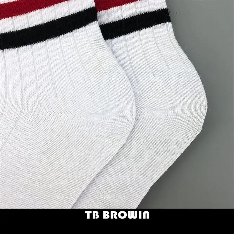 TB-calcetines tobilleros a rayas RWB para hombre, medias de algodón de punto, informales, cómodas, Harajuku, Unisex