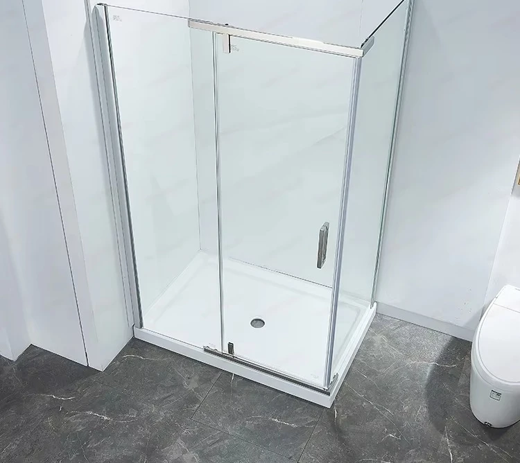 High quality bathroom pivot shower door frame aluminum stainless steel tempered glass rectangular shower room
