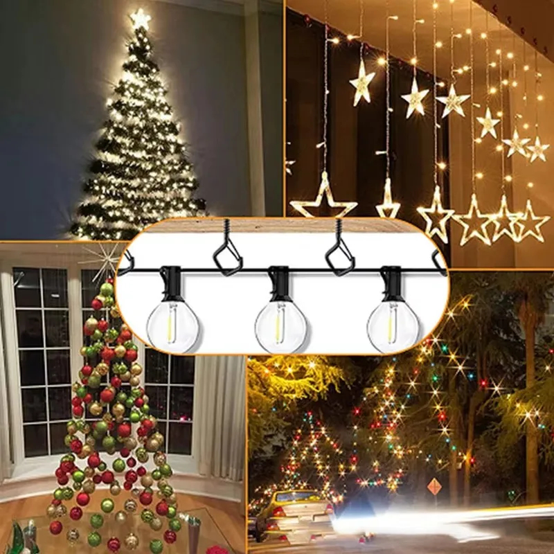 10/20 buah kait sekrup gantung jepret persegi, kait langit-langit tanaman taman halaman dengan gesper keamanan untuk menggantung lampu tali luar ruangan