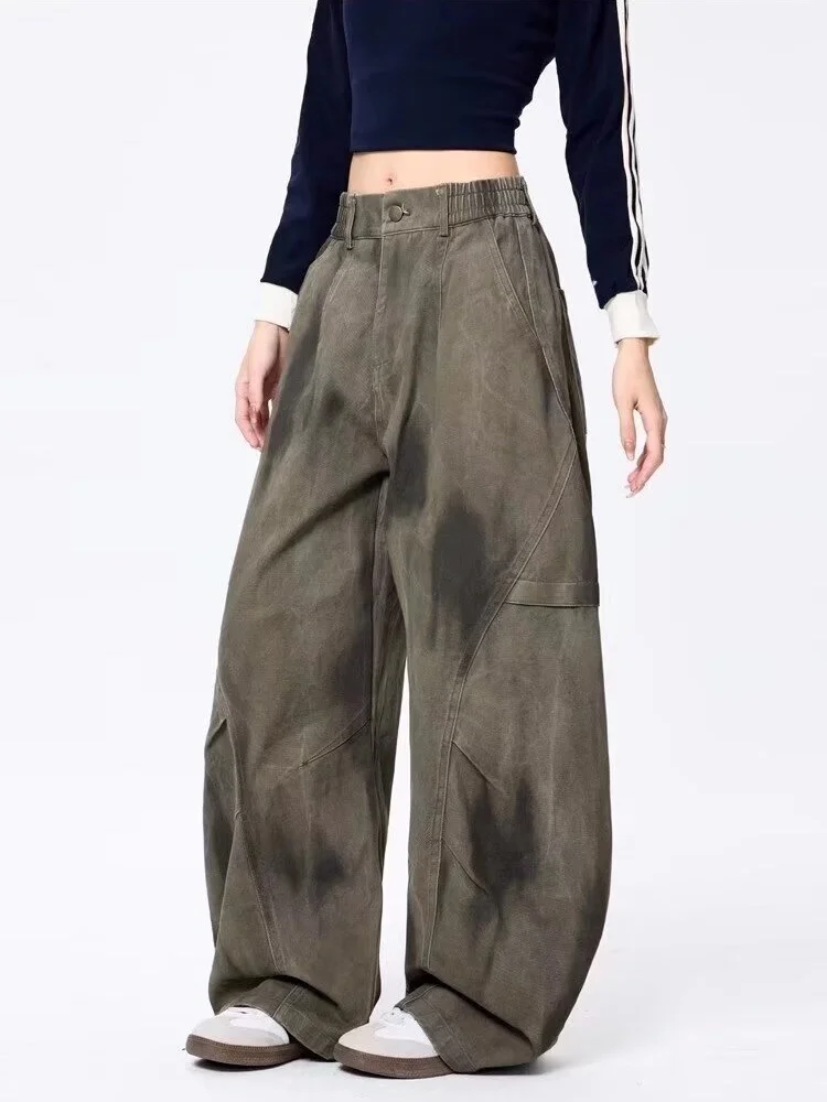 2025 Ropa Grunge Y2K Streetwear Vecchi pantaloni jeans larghi a pieghe per le donne Abbigliamento gamba larga Pantaloni gotici da donna Vaqueros Mujer