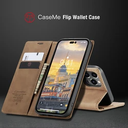 Retro Leather Phone Case for iPhone 14 Pro 13 mini 12 11 8 7 Plus XS Max XR Wallet Flip Case for iPhone 15 ultra Card Solt cover