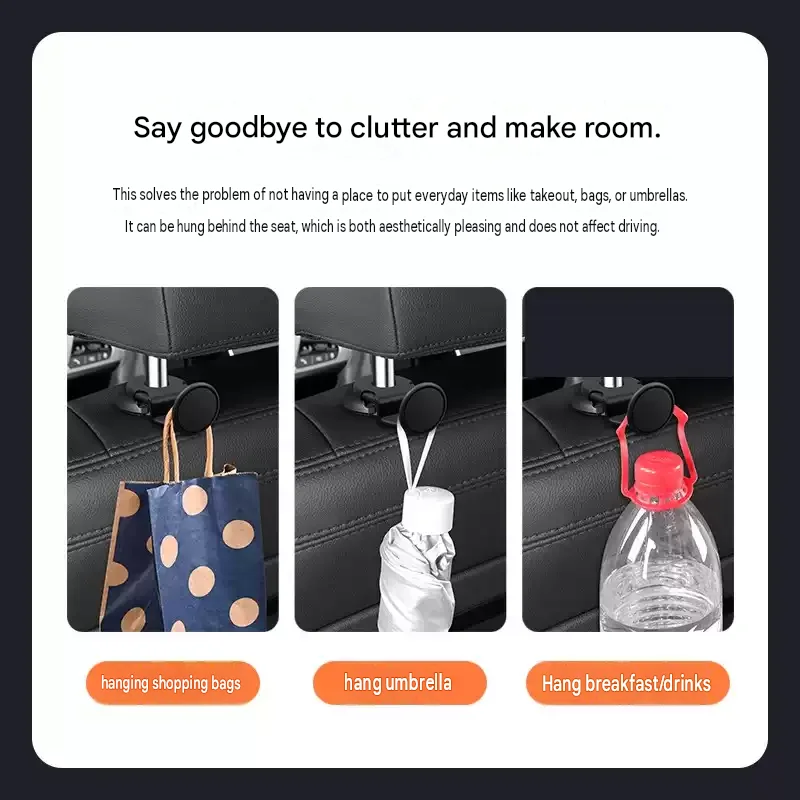 2PCS Car Back Seat Hook Car Interior Organizer Accessories 20KG Heavy Duty For Grocery Bag Car Headrest Hanger