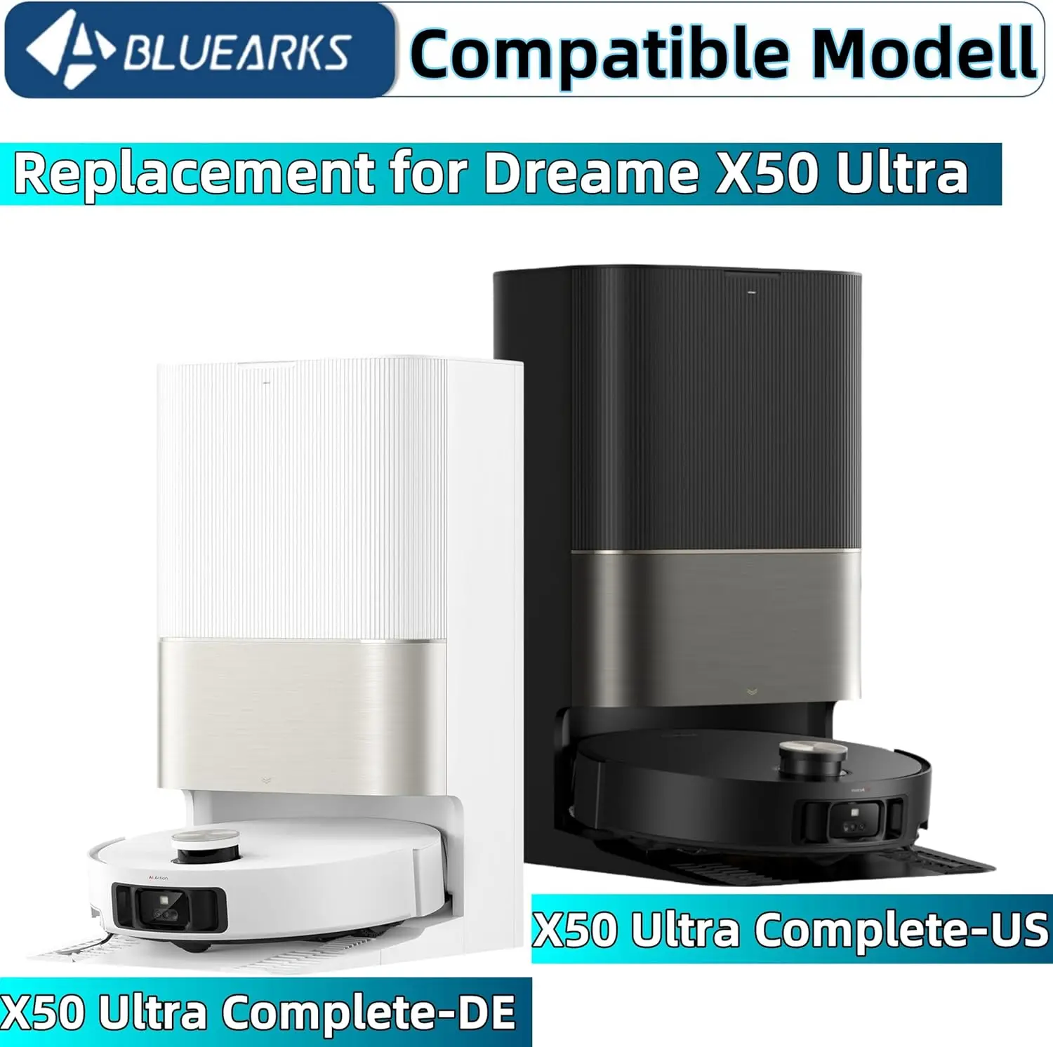 Dreame X50 Ultra / L50 Pro Ultra / S40 نسخة محسنة أجزاء مكنسة الأسطوانة الرئيسية فرشاة جانبية فلتر Hepa ممسحة قماش كيس لجميع الغبار