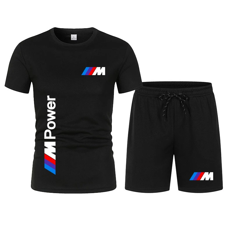 BMW M Logo Motorcycle Racing Team Men T-shirt Shorts Sets Summer Casual Male Tee Shirt Short Pants 2025 New Sports Suits