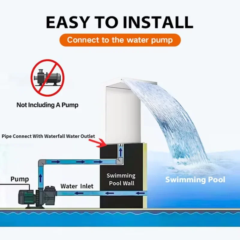 Fontana a cascata per piscina con paesaggio da giardino all'aperto di nuovo design con tenda per attrezzature per massaggi spa di alta qualità