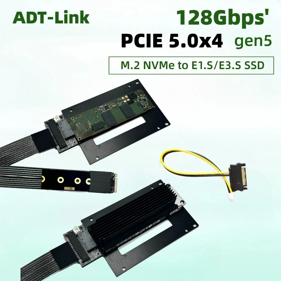 Upgraded K47SD-BK M.2 Nvme To E1.S/E3.S SSD Extension Cable PCIE 5.0 X4 E1.S/E3.S (SFF-TA-1002) To Nvme SSD Card Extension Cable