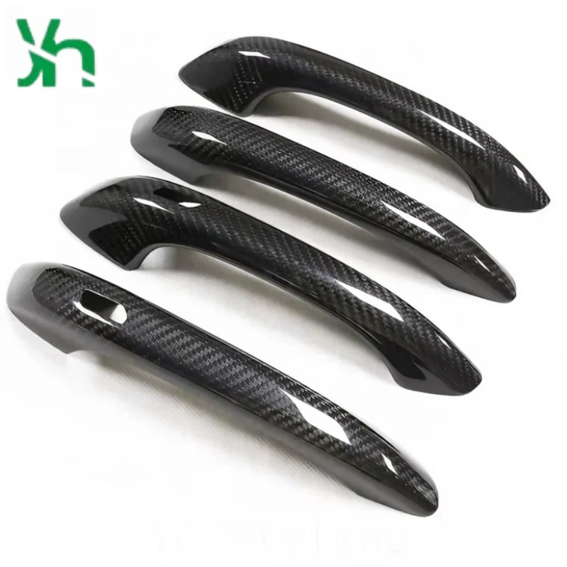 غطاء مقبض باب من ألياف الكربون الحقيقية لملحقات مقبض باب بورش ماكان كايين الخارجية #2