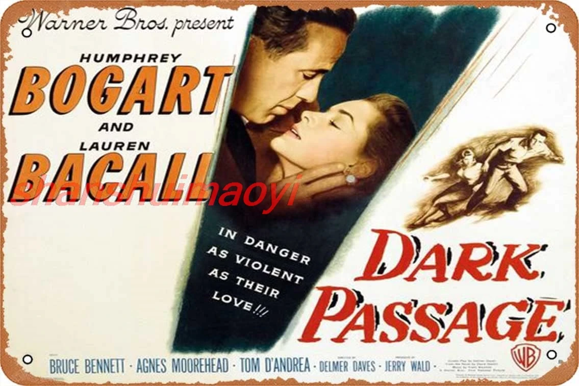 Dark Passage (#1 of 9) 1947 Movie Poster Wall Home Wall Art Metal Tin Sign 8x12 inch ALI