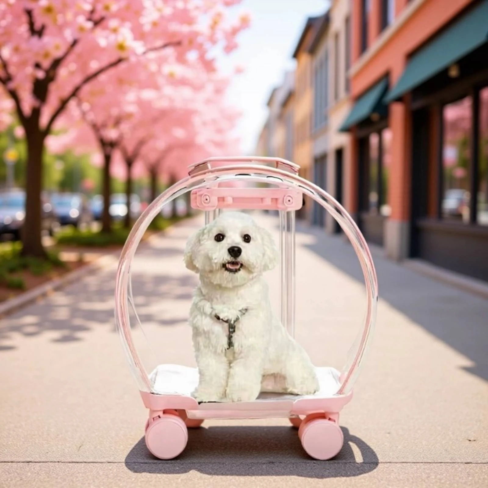 

Transparent Pet Carrier Large Capacity Feline Carrier Trolley Feline Trolley Case Telescoping Handle Quiet Wheels for Travel