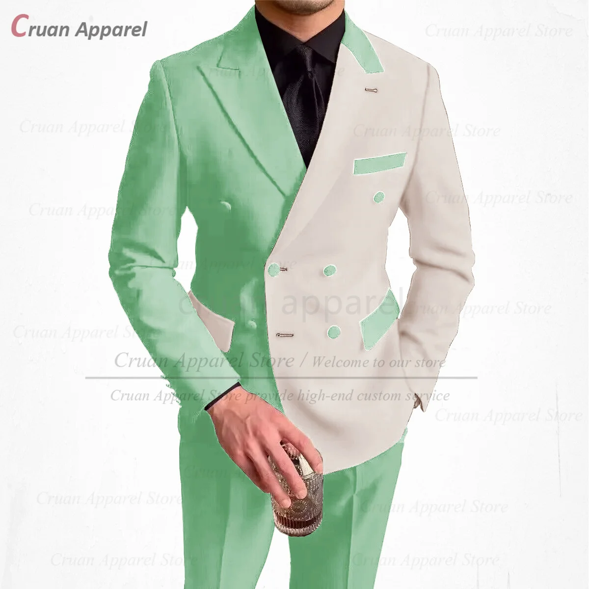 Fashion Beige Splicing Suit Set For Male Formal Banquet Slim Fit Outfits Wedding Party Tailor-made Grooms High Quality Tuxedos