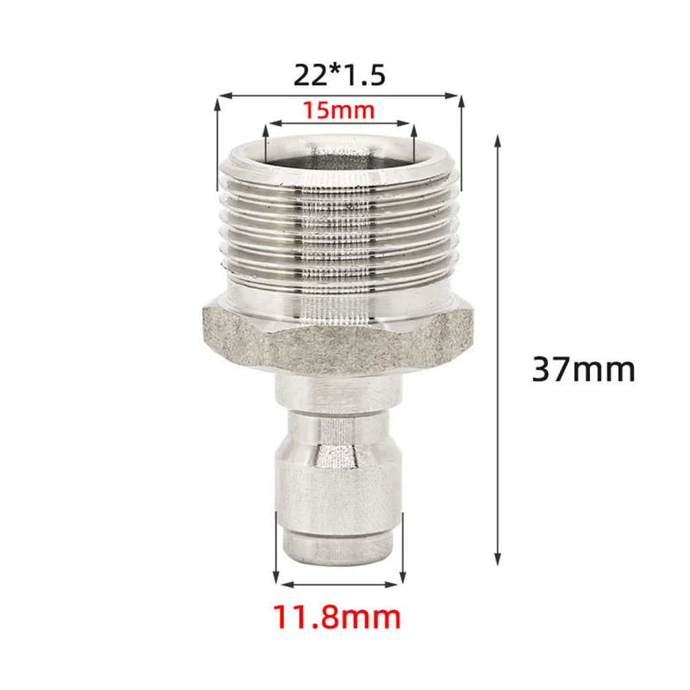 Stainless Steel High-Pressure Washer Quick Connector Leak-Proof Fitting Compatible With Garden Hose And Car Wash Pumps 22x1.5mm - view 4
