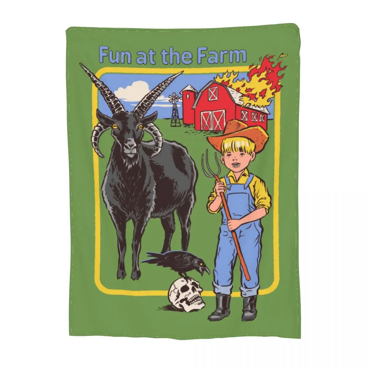 Relax Baphomet-Manta demoníaco de cabra divertida en la granja, decoración de habitación, artes ocultas oscuras, mantas de tiro, forro polar suave para sofá