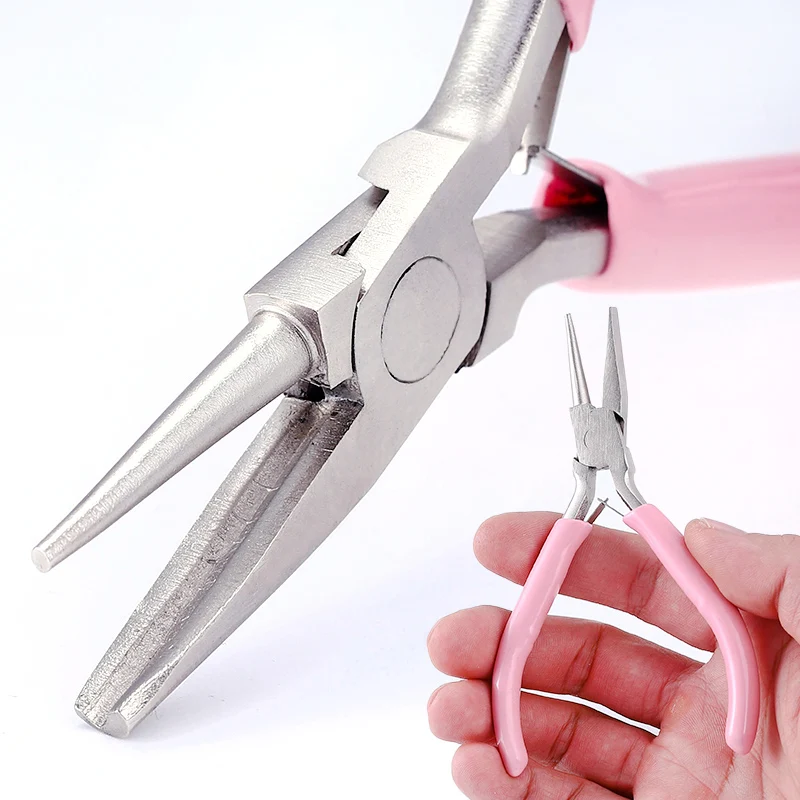 Pink Round Concave Pliers Wire Looping Mini Precision Pliers Wire Bending Tools for DIY Jewelry Making Eye Hobby Projects