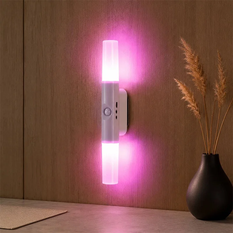 USB Rechargeable Bedside Lamp Motion Sensor Night Light Magnetic Dimmable RGB Lamp for Bedroom Stairs Closet Cabinet Hallway