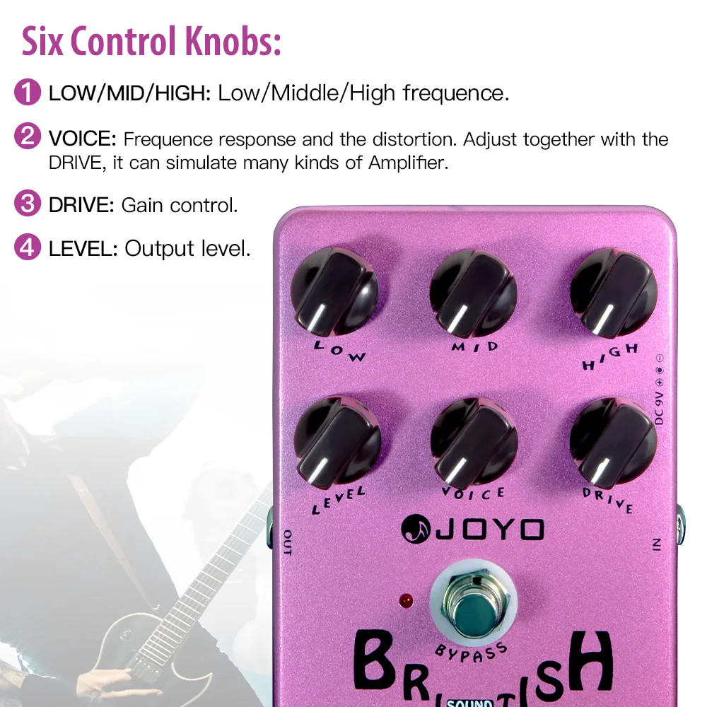 JOYO JF-16 Guitar British Sound Overdrive Effect Pedal Blues Breaker Overdrive to Plexi Roar JCM800 Pre-amp Simulation Pedal view 5