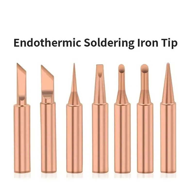 7pcs Copper T Soldering Iron Tip Set Electric Soldering Iron Lead-free Welding Tips Head BGA Soldering Tools Welding Tips