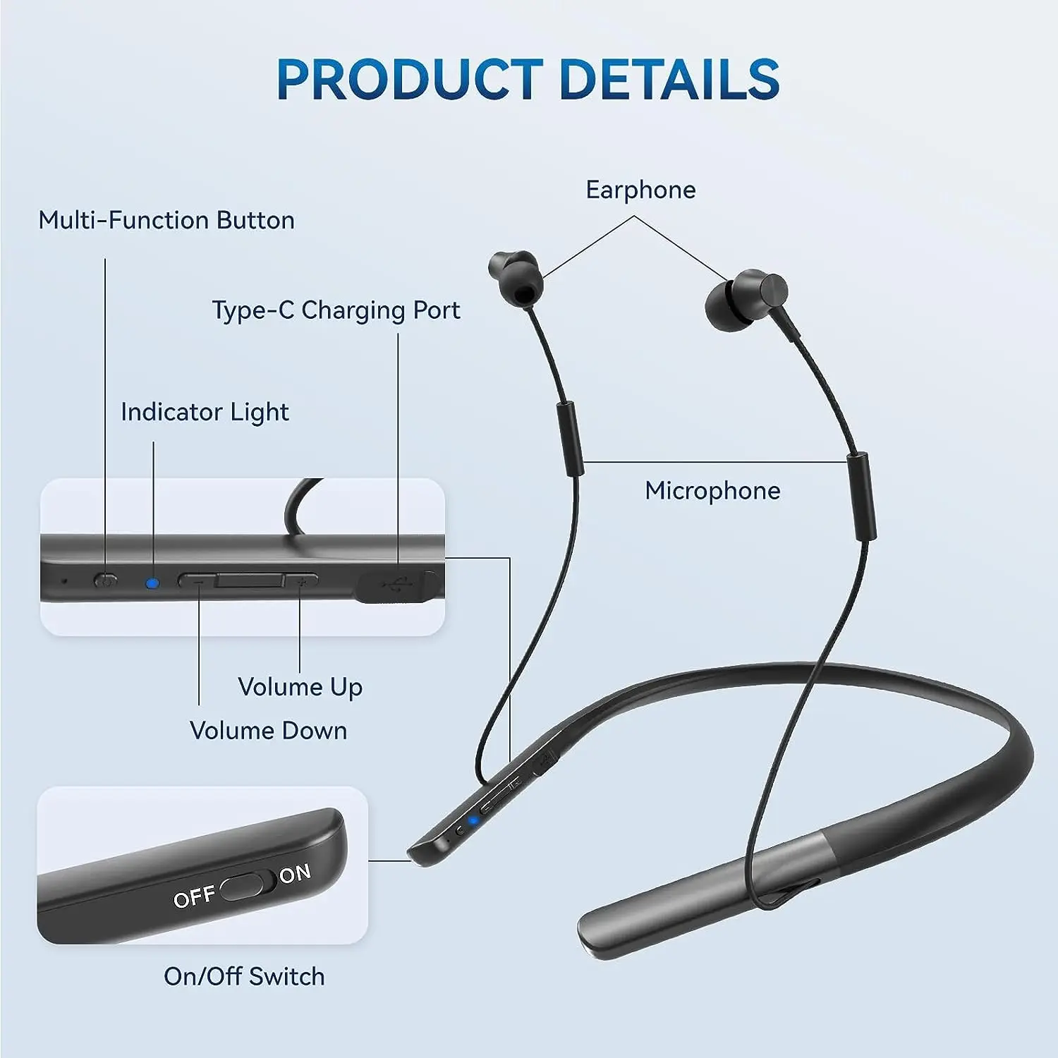 Bluetooth Rechargeable Hearing Amplifier & Aids with App control Wireless Aid Hearing Neckband Sound Amplifier for Hearing Loss