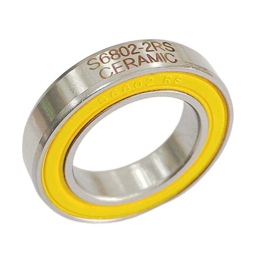 ABEC-3 Grade 15x24x5mm Stainless Steel Hybrid Ceramic Ball Bearing S6803 2RS Low Noise & High Rotation Precision for Bike Hubs