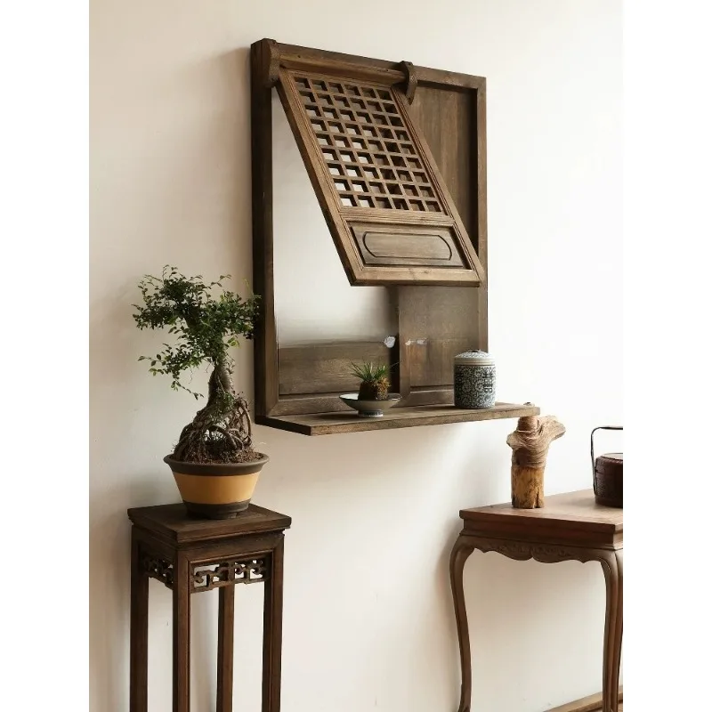 upper window antique old storage board support window antique retro flower window pendant decoration Dongyang wood carving