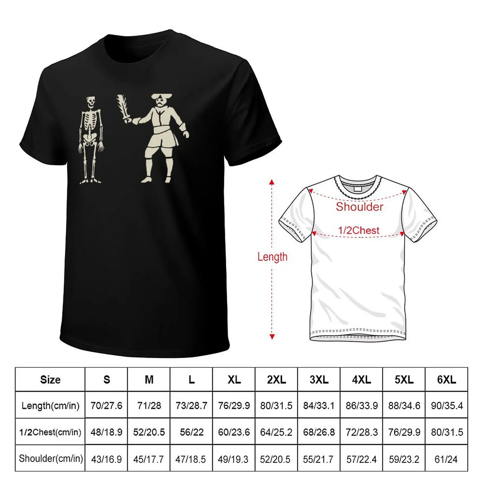 Pirate : Bartholomew Roberts (Black Bart) Fiery Sword T-Shirt Standard Fit Solid Tee Shirt