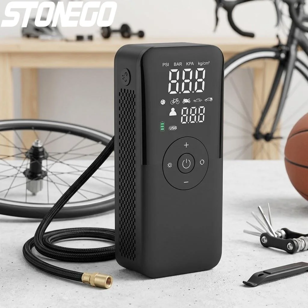 

Rechargeable Digital Air Pump Portable Tire Inflator for Car Motorcycle Bicycle Balls Cordless Compressor