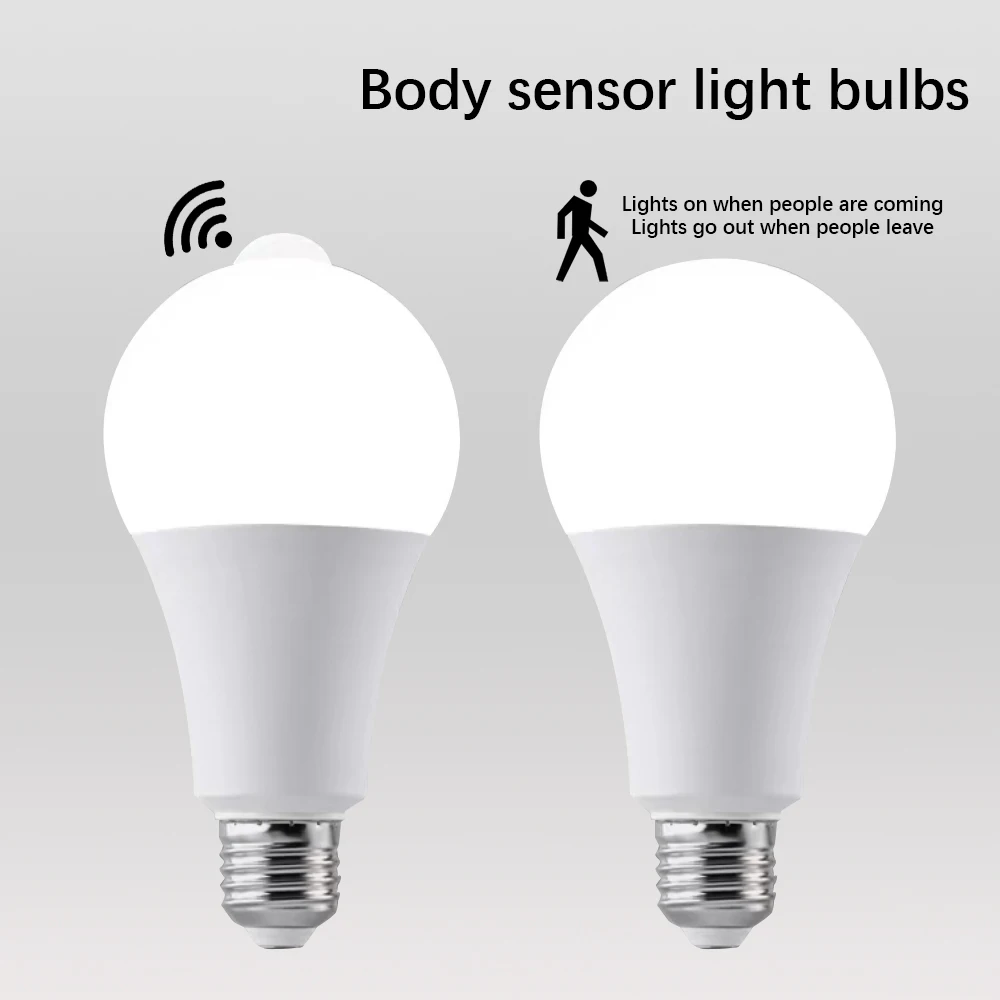 E27 PIR โคมไฟเซ็นเซอร์ตรวจจับการเคลื่อนไหว5W 7W 12W 15W หลอดไฟ LED พร้อมเซ็นเซอร์ตรวจจับการเคลื่อนไหวรังสีอินฟราเรดตรวจจับการเคลื่อนไหวแสงรักษาความปลอดภัย85-265V