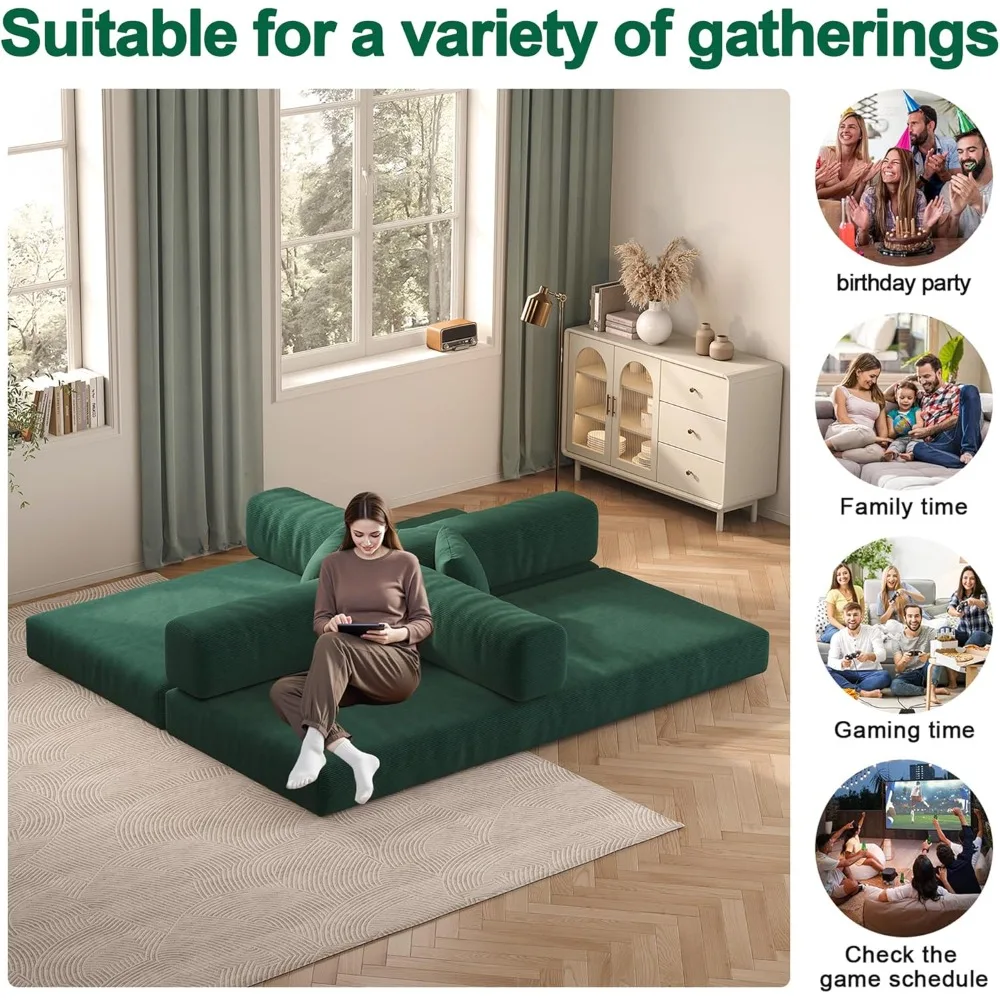 أريكة سرير قابلة للتحويل مقاس 79 بوصة مع وسائد، أريكة نوم قصيرة قابلة للطي مع إطار ثابت، أريكة بدون عظم لغرفة المعيشة #5