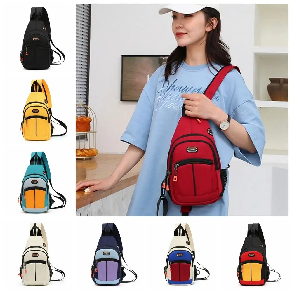 with Earphone Hole Sling Chest Bag Shoulder Bag Messenger Bag Girl Crossbody Bag Casual Oxford Fabric Mini Backpack