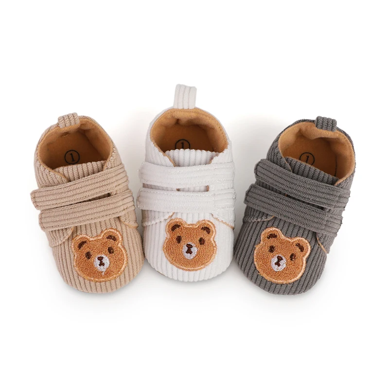 Chaussures décontractées pour bébés filles et garçons, semelle en PVC coordonnante, broderie d'ours, chaussures pour tout-petits, printemps et automne, 0-18 mois