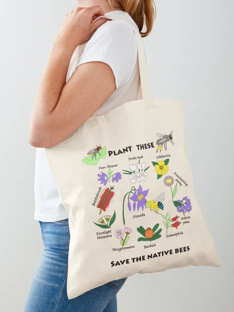 Plant these, save the native bees Tote Bag shopping bag Women's handbag Lady bags Tote Bag