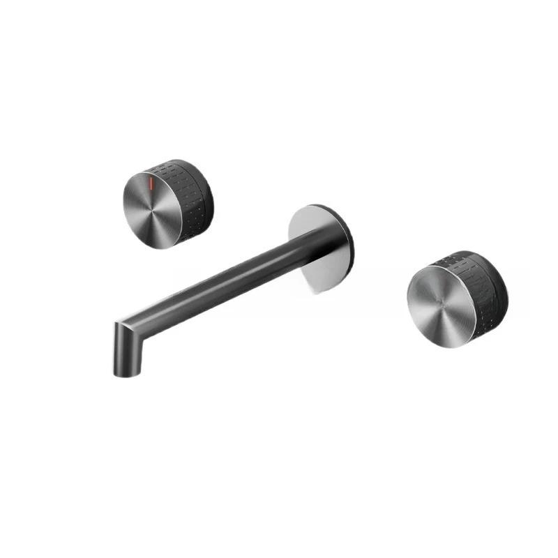 

Concealed into the wall basin faucet All copper gun gray hot and cold embedded in the hidden wall Pre-buried faucet hotel