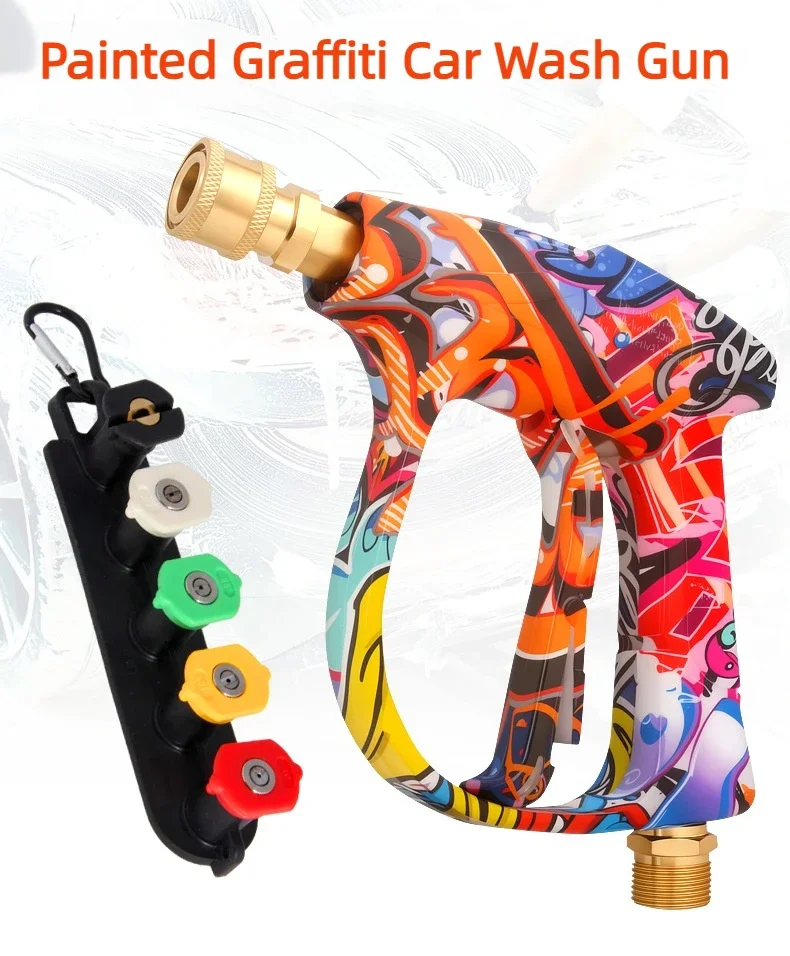 

4350psi high-pressure water gun, beautiful graffiti painting, 1L foam spray gun, 1/4 quick nozzle set, rubber nozzle bracket