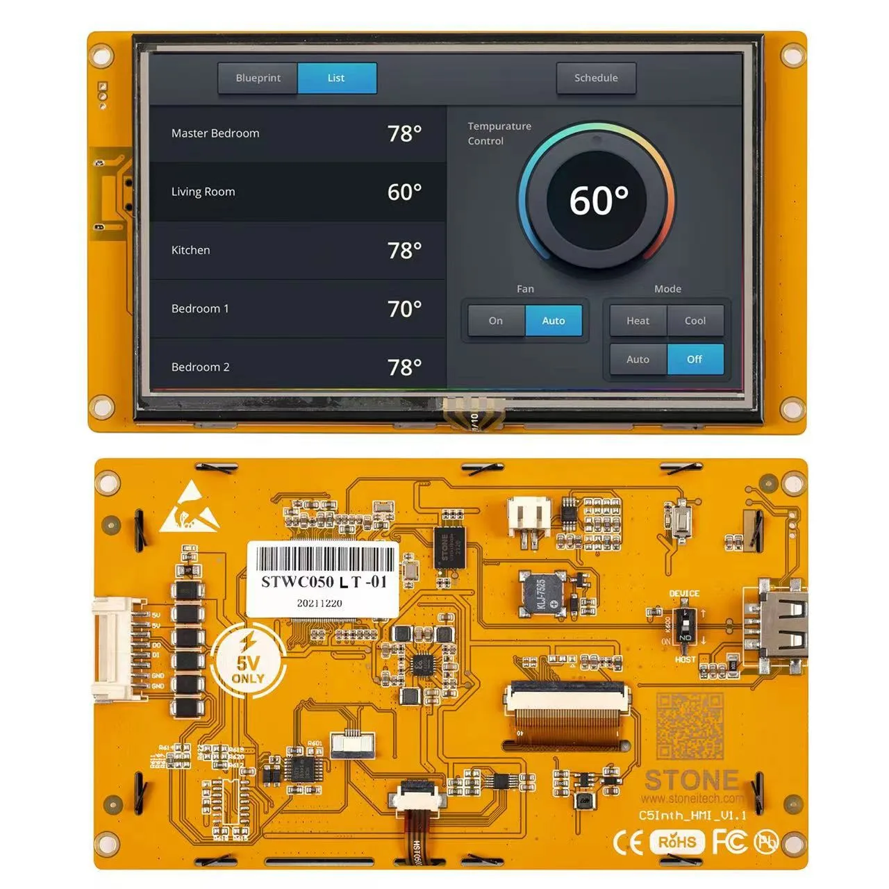 

Stone 5 Smart HMI LCD GUI project via the free STONE GUI software can design project on Windows system PC or MacOS PC